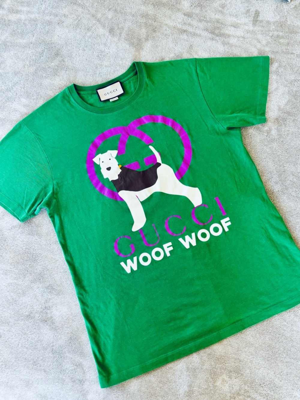 Gucci T-shirt Green Tee with Dog Graphic